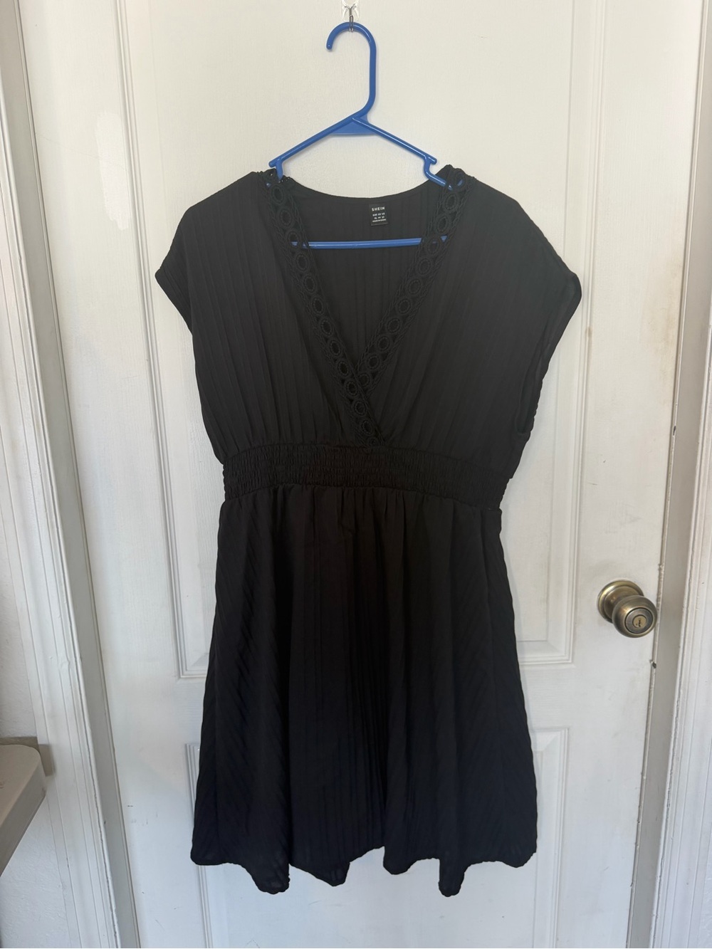 SHEIN Black Ribbed V-Neck Knit dress bathing suit cover